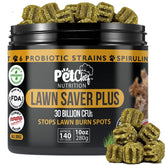 Pet Chef Dog Urine Neutralizer jar closeup showing protective lawn formula.
