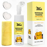 Pet Chemist dog paw cleaner foaming action demonstrates fast, waterless cleansing for muddy paws.