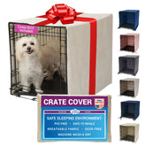 Pet Dreams dog crate cover demonstrates breathable airflow for comfortable crate ventilation.