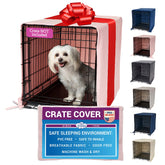 Pet Dreams dog crate cover breathable denim on 18-inch crates enhances airflow.