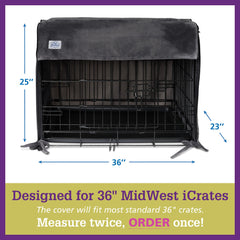 Pet Dreams plush grey crate cover offers soft texture