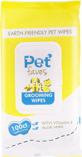 Pet Faves Dog Wipes pack-100ct for on-the-go cleanups and odor control.