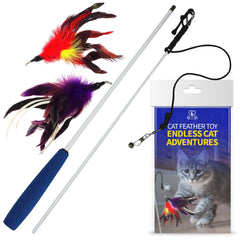 Pet Fit For Life cat feather wand 33in for extended indoor play.