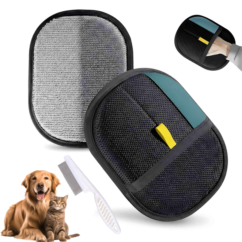 Pet Hair Removal Glove on hand for quick fur pickup from fabrics