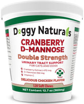 Pet Health Pharma Cranberry D-Mannose bottle on display highlighting double-strength formula for urinary wellness