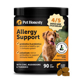 Pet Honesty allergy itch relief bottle with salmon-flavored chews for skin comfort