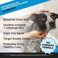 Pet Honesty chlorhexidine itch-relief shampoo on coat highlights shinier fur and healthier skin