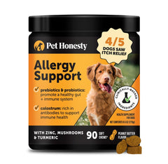 Pet Honesty Dog Allergy Itch Relief soft chews in a bowl support itchy skin and easy daily care