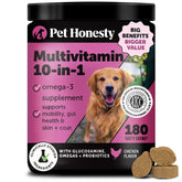 Pet Honesty dog multivitamin bottle with soft chews for daily vitality.