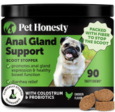 Pet Honesty Dog Scoot Stopper bottle with soft chews for anal gland support