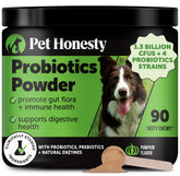 Pet Honesty probiotic pumpkin powder topper in a bowl promotes easy digestion.