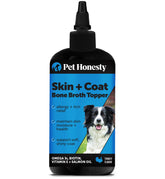 Pet Honesty skin coat salmon oil bottle supports shine and overall dog health