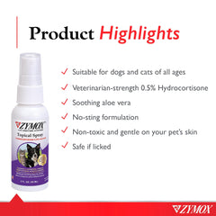 Pet King Brands Zymox hot spot spray intended for cats during application.