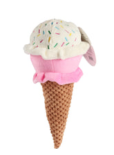 Pet Lou ice cream plush toy front view highlights durable two-layer fabric for teething puppies.