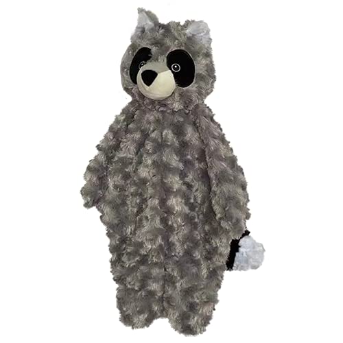 Pet Lou stuffingless floppy plush raccoon grey for interactive indoor play with crinkle and squeak