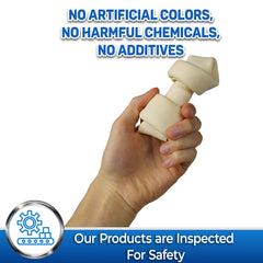 PET MAGASIN rawhide bones with dog chewing, potential dental benefits.