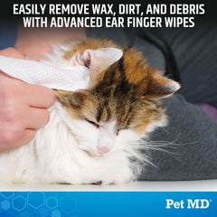 Pet MD Advanced Ear Wipes cucumber melon scent helps freshen ears for cats and dogs.