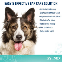Pet MD dog ear cleaner usage after outdoor play and swimming.