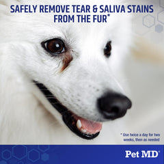 Pet MD Finger Wipes Aloe and hyaluronic acid ingredients highlight soothing hydration.