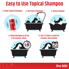 Pet MD Topical Shampoo cat-coat helps soothe and cleanse cats during bath time.