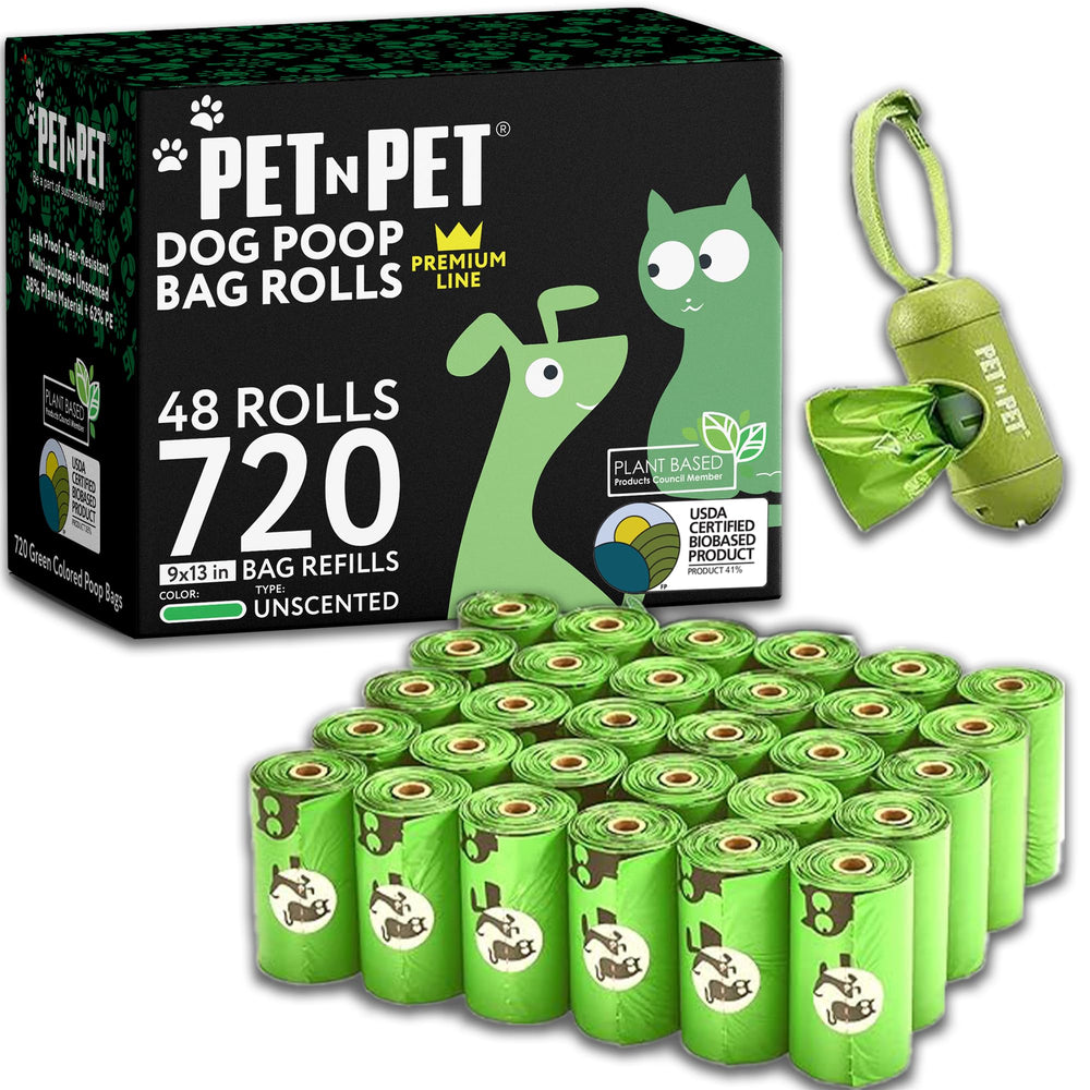 Pet N Pet 720-count poop bags with dispenser for easy pickups.