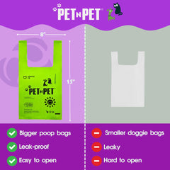 PET N PET poop bags with five-inch tie handles for secure disposal