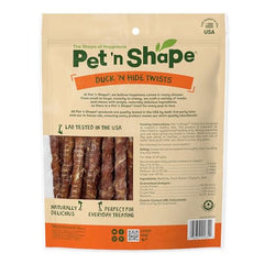 Pet n Shape Hide Twists close up duck wrapped bite; long lasting chew