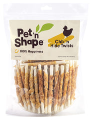 Pet 'n Shape Hide Twists packaging in 2lb bag shows easy storage and freshness