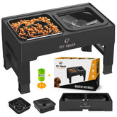 PET POWER elevated bowls stand with four height options for growing dogs