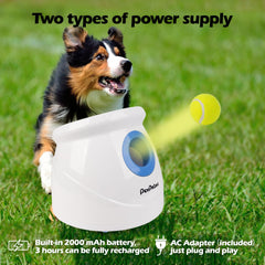 Pet Prime ball launcher outdoors demonstrates energy-burning exercise for active dogs.