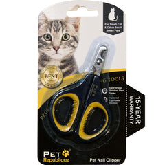 Pet Republique cat nail clippers front view show premium stainless steel blades for precise trims.