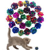 PET SHOW cat crinkle ball close-up highlighting reflective surface for engaging play and curiosity.
