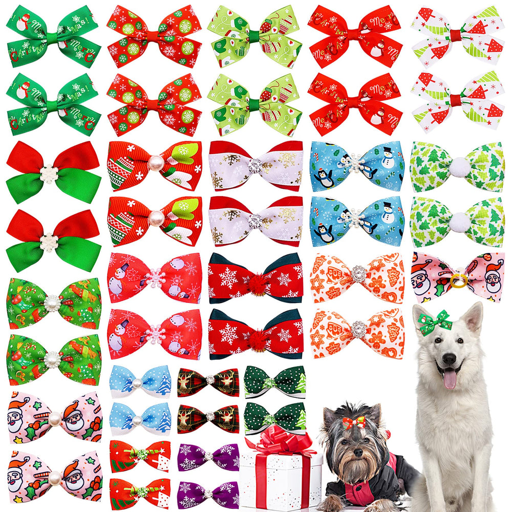 PET SHOW Christmas dog bow 2in on a cute pup for holiday style
