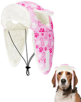 PET SHOW dog trapper hat in pink paw pattern adds playful warmth for outdoors