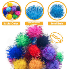 PET SHOW glitter pom pom balls in assorted colors for playful interaction