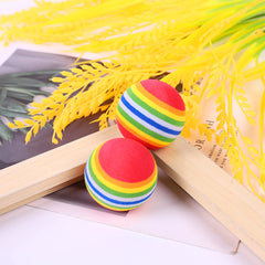 PET SHOW red rainbow cat ball colorful design for eye-catching indoor fun.