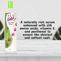 Pet Silk Liquid Silk Serum being applied for a smooth detangled coat.