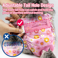Pet Soft cat diaper adjustable-tail-hole demonstrates a customizable fit for different tails