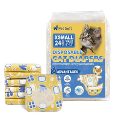 Pet Soft disposable cat diapers pack-open for quick changes during travel