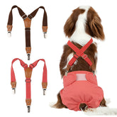Pet Soft dog suspenders with pack open showing secure diaper fit for walks