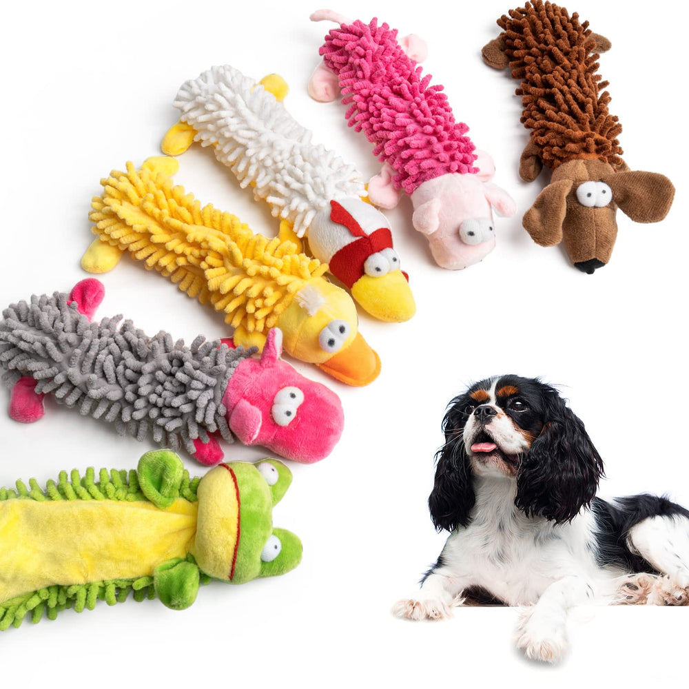 Pet Soft dog toys 6-pack with bright animal shapes for engaging, interactive play.
