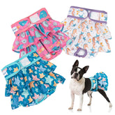 Pet Soft Ocean front view of dress-style diaper showing comfy fit for small dogs