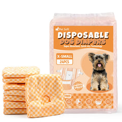 Pet Soft XS female dog diapers show tiny-dog fit with waist measurement guidance