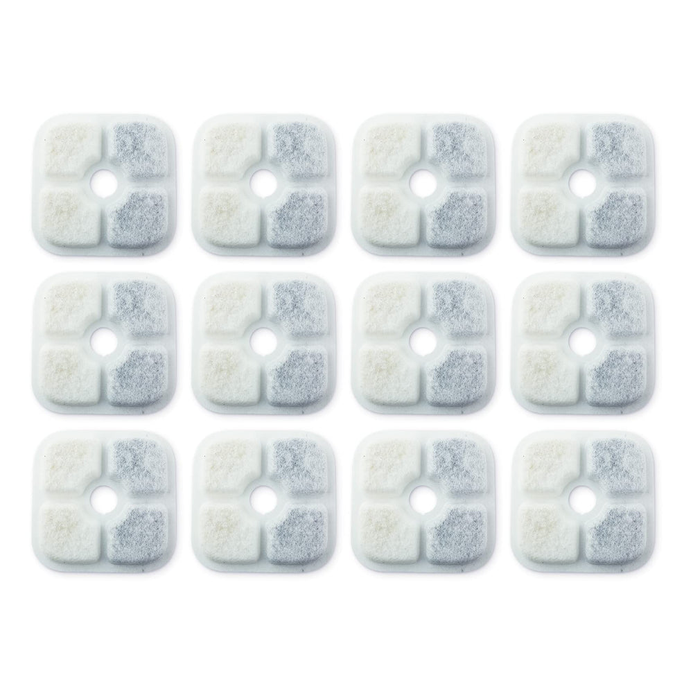 PET STANDARD water filters 12-pack ready for easy fountain replacement.