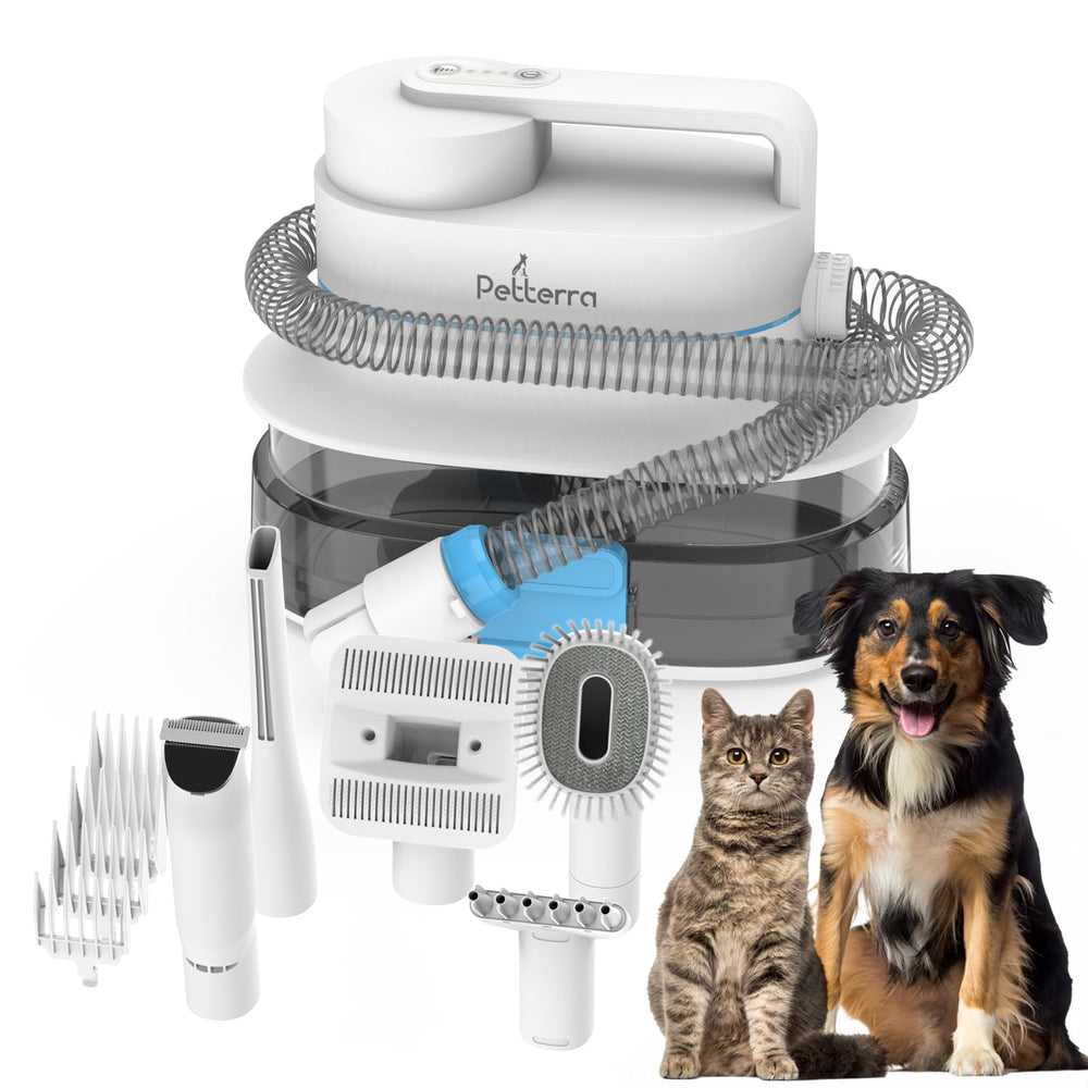 PET TERRA FurCare Pro vacuum-trim in action shows strong suction for tidy pet grooming