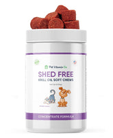Pet Vitamin Co krill oil soft chews bottle promotes skin and coat health.