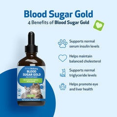 Pet Wellbeing Blood Sugar Gold Cats Gymnema ingredient aids sugar management.