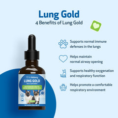 Pet Wellbeing Lung Gold for Cats liquid droplets in amber-toned formula