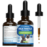 Pet Wellbeing Milk Thistle for Cats bottle supports daily liver health with organic extract.