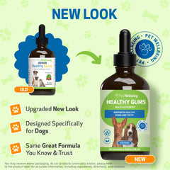 Pet Wellbeing Oral Care Drops bottle showing easy, precise application for dogs.